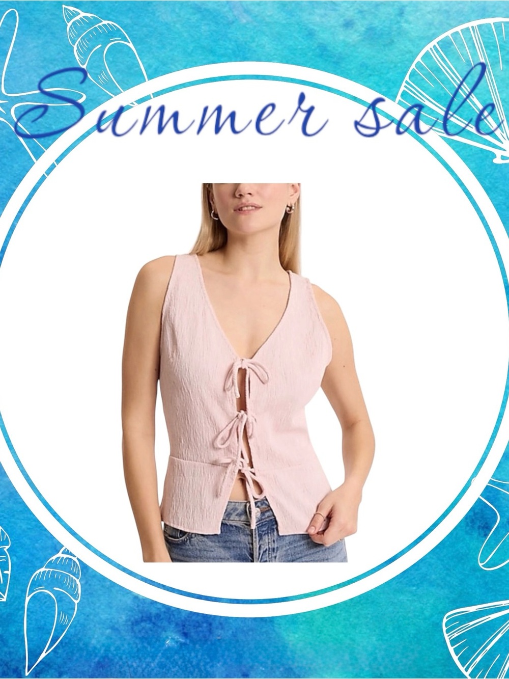 Express Pale Pink Tie-Front Crepe Texture Camisole